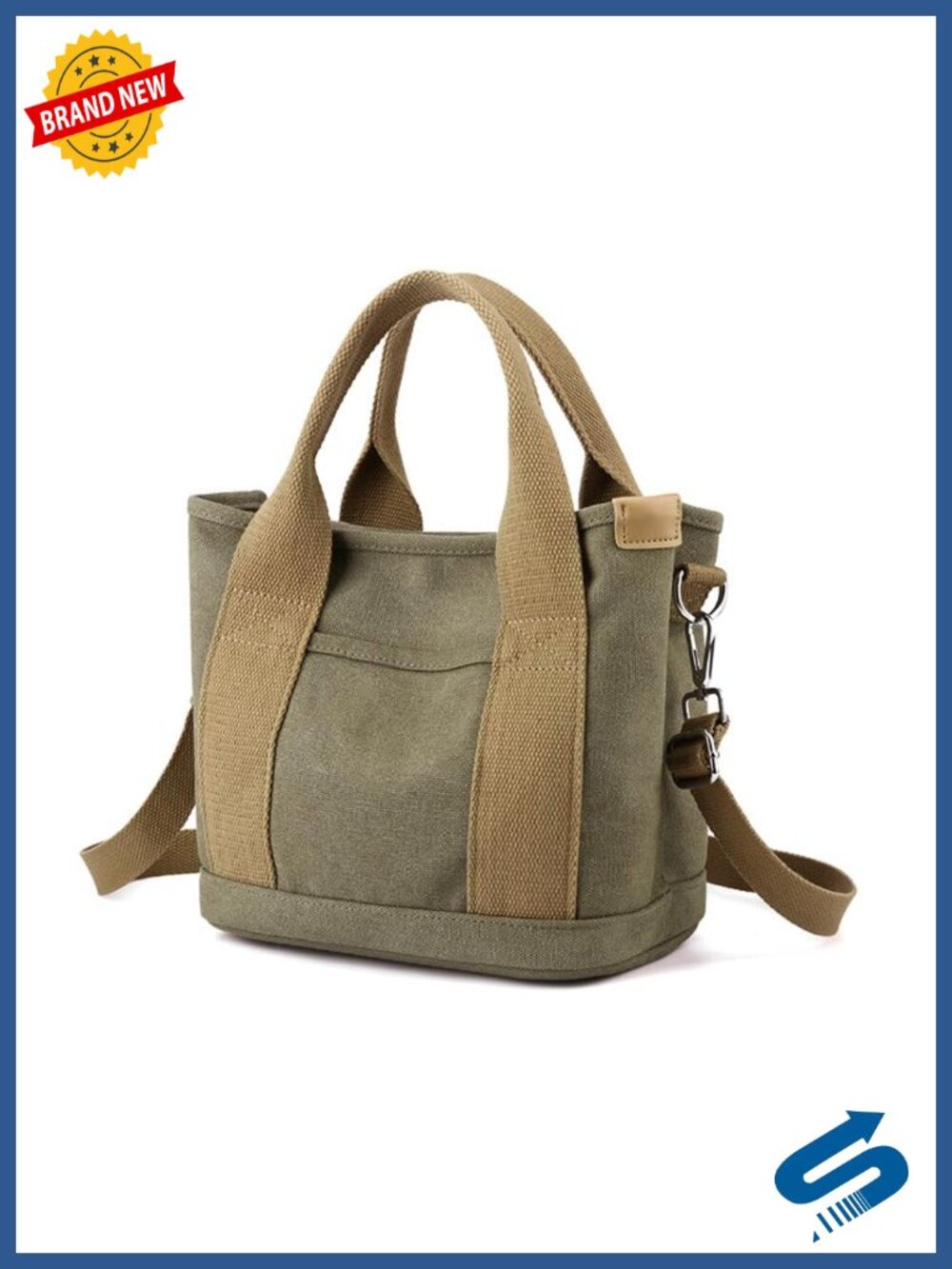 Canvas Tote Bag with Zipper, Multi-Pocket Crossbody Shoulder Bag Satchel